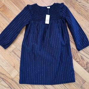 GAP navy dress with silver stripes 5T